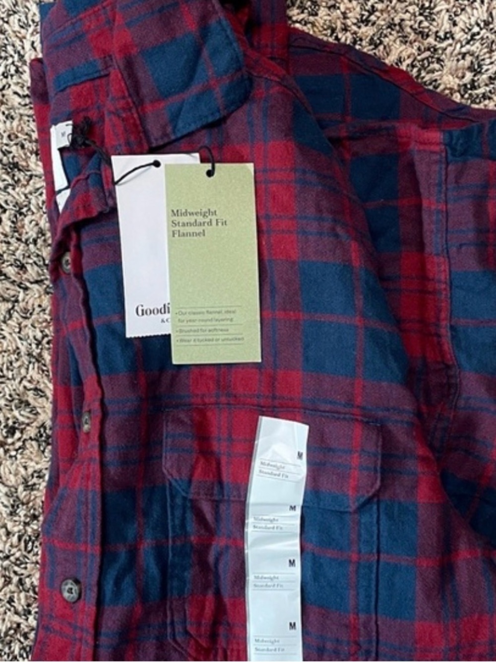 Men’s Midweight Standard Fit Long-Sleeve Flannel - Goodfellow & Co NWT M - Picture 5 of 5